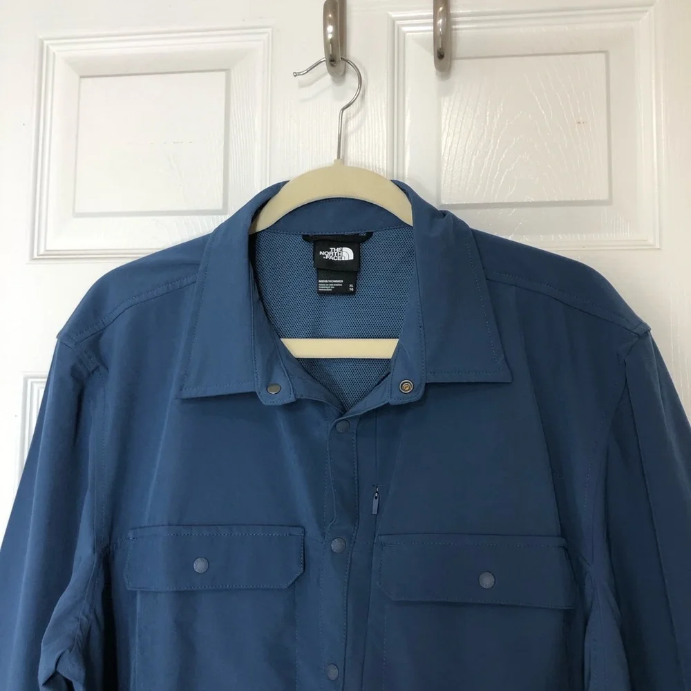 The‎ North Face Men Sniktau Blue Long Sleeve Snap Button Hiking Outdoor Shirt XL
